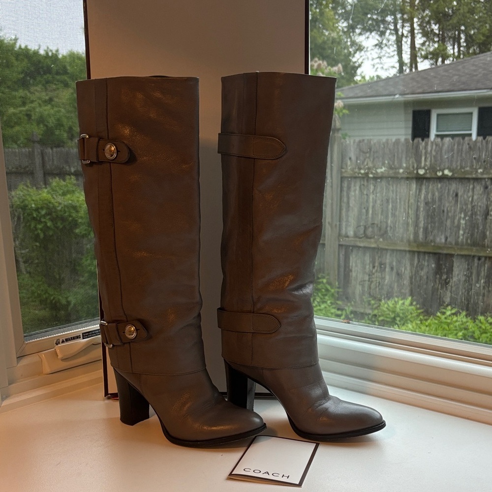 Y2K vintage Coach Women's Tall Leather Over-the-Knee Boots gray size 8